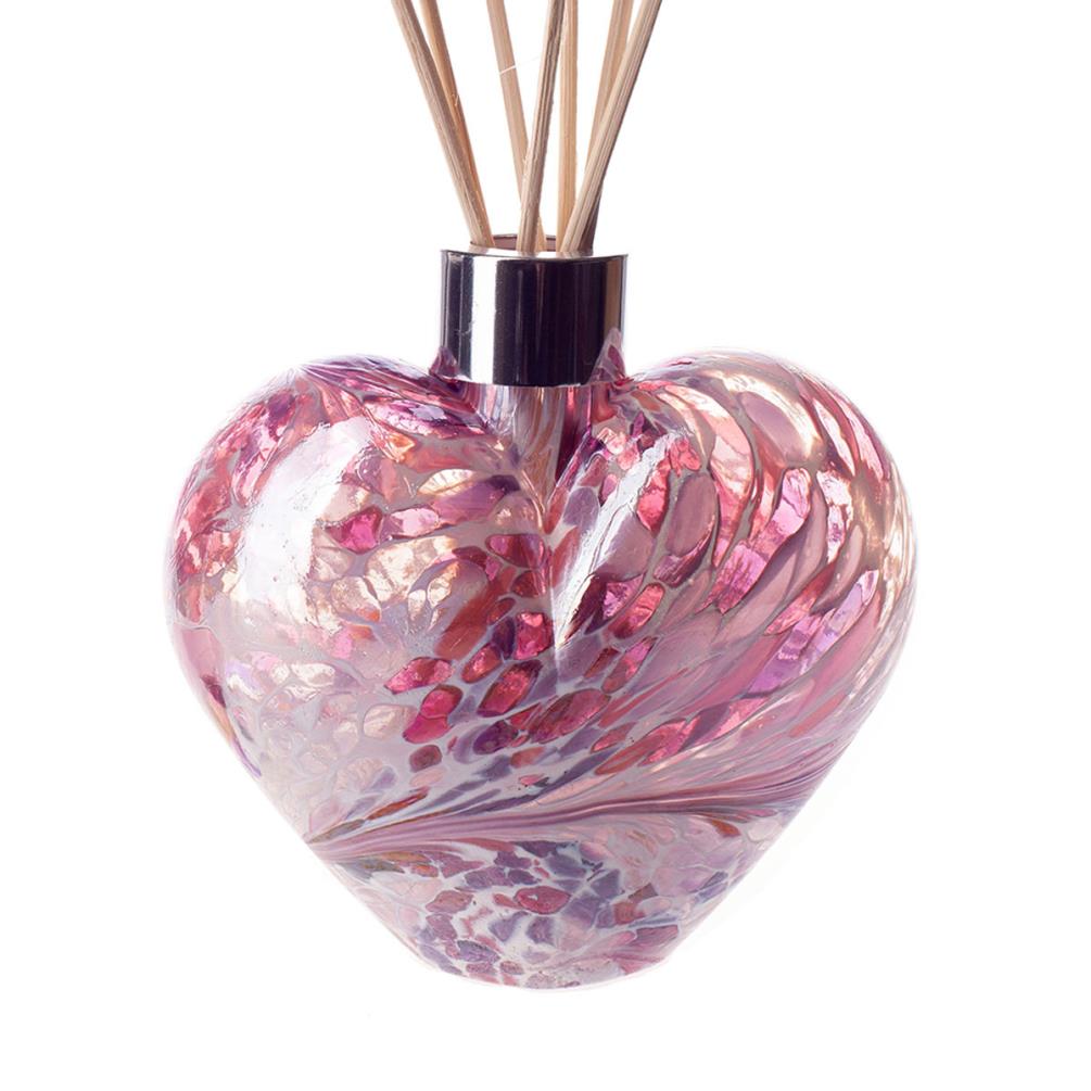 Amelia Art Glass White Pink & Violet Crackle Heart Reed Diffuser Gift Set  Extra Image 1
